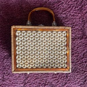 Vintage straw suitcase style purse